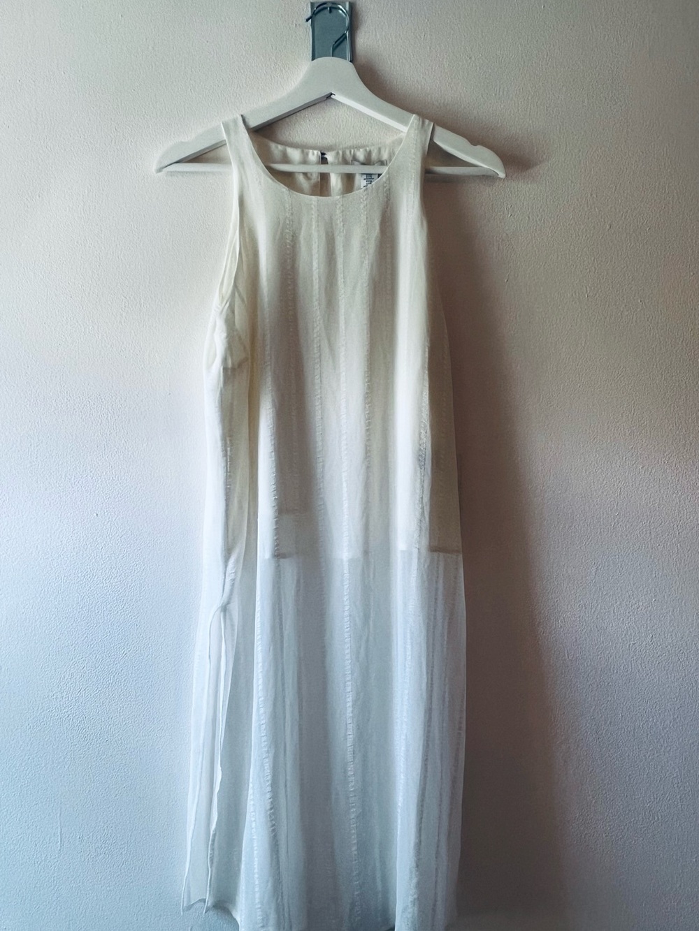 BAR III- White Sheer Layered Sleeveless Dress